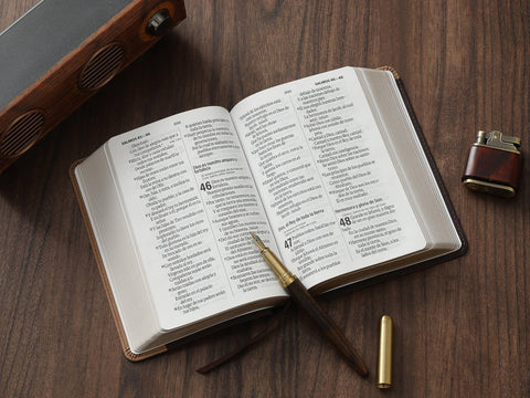 Image of BIBLIA RVR 1960 LETRA GRANDE TAMANO MANUAL BICOLOR CAFE CAFE SIMIL PIEL
