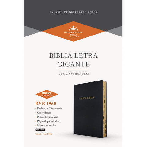 Image of Biblia RVR 1960 Letra Gigante Negro Símil Piel con Índice
