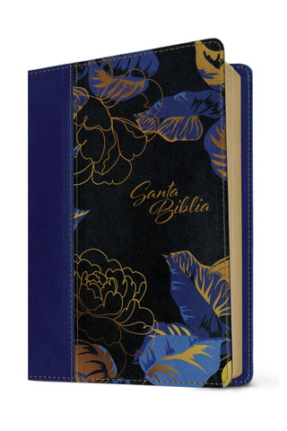 Image of Biblia NTV Letra Grande Tamaño Manual con Filament Símil Piel Azul Oscuro Letra Roja