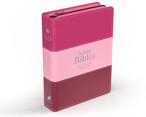 Image of Biblia RVR 1960 Compacta Letra Grande 11 puntos Símil Piel Fucsia Rosado Rojo Granate con Cierre y Índice