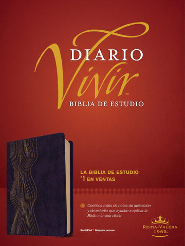 Image of Biblia RVR 1960 de Estudio del Diario Vivir Símil Piel Morado Oscuro Letra Roja