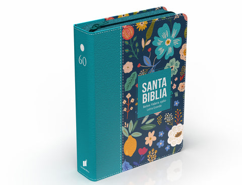 Image of Biblia RVR 1960 Compacta Letra Grande 11 puntos Símil Piel Verde Turquesa con Cierre y Índice