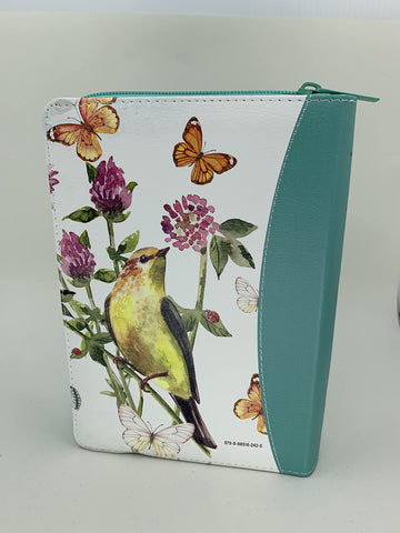 Image of Biblia RVR 1960 Letra Grande Tamaño Manual Mariposas Turquesa Símil Piel