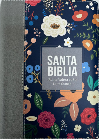 Image of Biblia RVR 1960 Compacta Letra Grande 11 puntos Símil Piel plomo con Cierre y Índice