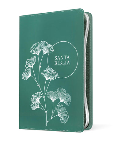 Image of BIBLIA NTV REFERENCIA CENTRAL LETRA GRANDE CON FILAMENT SIMIL PIEL CIERRE DESIGN 4 TBD VERDE INDICE LETRA ROJA