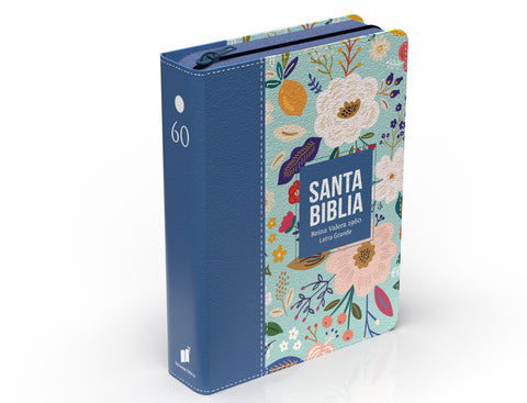 Image of Biblia RVR 1960 Compacta Letra Grande 11 puntos Símil Piel Azul Cobalto Claro con Cierre y Índice