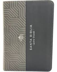 Image of BIBLIA RVR 1960 LETRA GRANDE TAMANO MANUAL BICOLOR NEGRO GRIS SIMIL PIEL