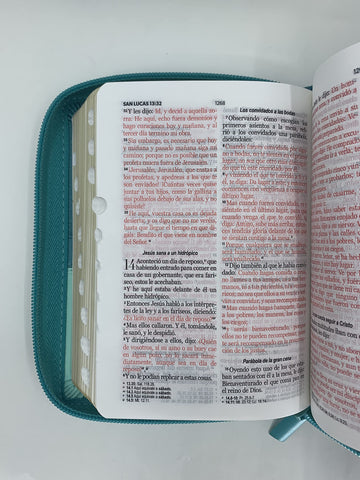 Image of Biblia RVR 1960 Compacta Duotono Turquesa con Índice y Cierre