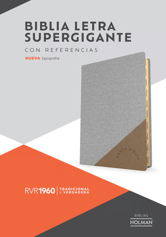 Image of Biblia RVR 1960 Súper Gigante Gris Marrón Símil Piel con Índice *IRREGULAR*