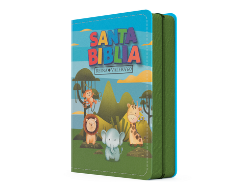 Image of Biblia RVR 1960 Bolsillo para Niños Animales Vinilo con Cierre