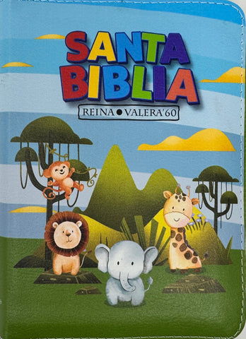 Image of Biblia RVR 1960 Bolsillo para Niños Animales Vinilo con Cierre