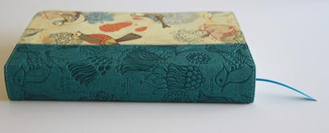 Image of BIBLIA RVR 1960 LETRA GIGANTE SIMIL PEL AZUL CON PAJAROS CANTOS PINTADOS