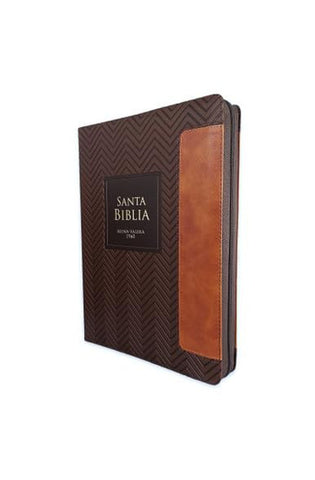 Image of Biblia RVR 1960 Letra Súper Gigante Geométrico Café Símil Piel con Índice y Cierre