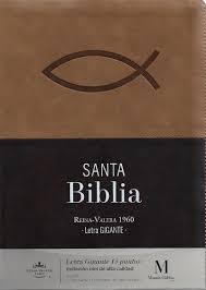 Image of Biblia RVR 1960 Letra Gigante Café Ichtus Símil Piel con Índice y Cierre