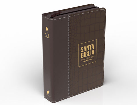 Image of Biblia RVR 1960 Compacta Letra Grande 11 puntos Símil Piel Piel Marrón con Cierre y Índice