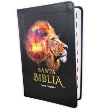 Image of BIBLIA RVR 1960 TAMANO MANUAL LETRA GRANDE COLECCION SUPREME NEGRO LEON CRUCES SIMIL PIEL