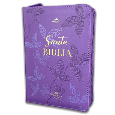 Image of BIBLIA RVR 1960 COMPACTA LILA HOJAS PRIMAVERA SIMIL PIEL CON CIERRE