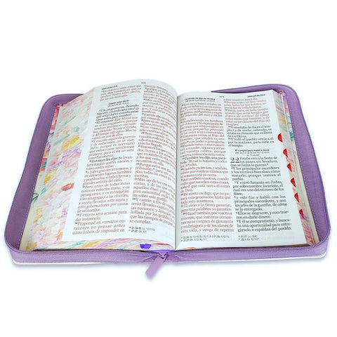 Image of Biblia RVR 1960 Letra Gigante 14 Puntos Manual Jardín Lila Cierre Índice