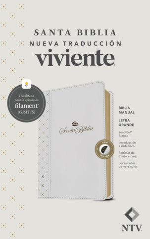 Image of Biblia NTV Manual Letra Grande con Filament Símil Piel Blanco Índice Letra Roja