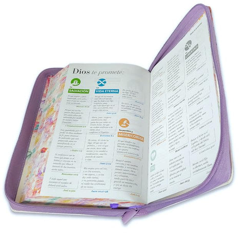 Image of Biblia RVR 1960 Letra Gigante 14 Puntos Manual Jardín Lila Cierre Índice