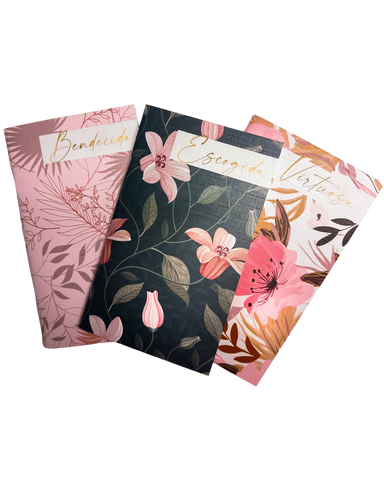 Image of LIBRETA SET DE 3 FLORAL ROSA