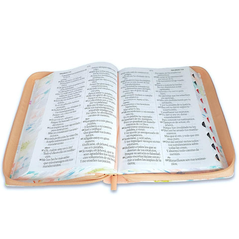 Image of BIBLIA RVR 1960 SUPER GIGANTE JARDIN CORAL CANTO PINTADO CIERRE INDICE SIMIL PIEL