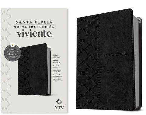 Image of Biblia NTV Letra Grande Tamaño Manual con Filament Símil Piel Negro Letra Roja