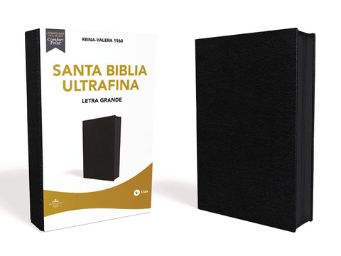 Image of Biblia RVR 1960 Ultrafina Letra Grande Piel Fabricada Negro con Cierre Interior a dos Colores