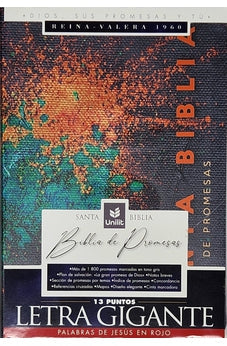 Image of Biblia RVR 1960 de Promesas Letra Gigante Negro Naranja Verde Símil Piel