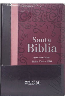 Image of Biblia RVR 1960 Letra Súper Gigante Tricolor Café Rosa Cereza con Cierre e Índice