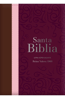 Image of Biblia RVR 1960 Letra Súper Gigante Tricolor Café Rosa Cereza con Cierre e Índice