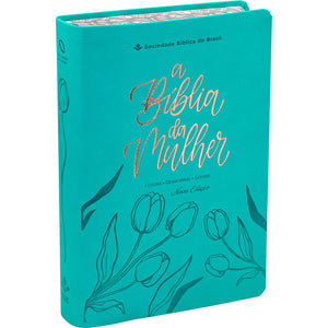 BIBLIA EM PORTUGUES NAA DA MULHER BIBLIA DE LA MUJER NOVA EDIÃ‡ÃƒO TAMANHO PORTATIL CAPA AZUL TURQUESA