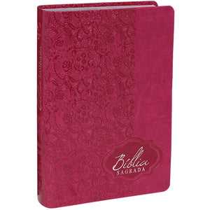 BIBLIA EM PORTUGUES RA065TILG TAPA IMITACION CUERO ROSA OSCURO INDICE DIGITAL ENCAJES
