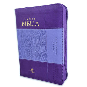 Biblia RVR 1960 Compacta Duotono Lila Símil Piel con Índice y Cierre