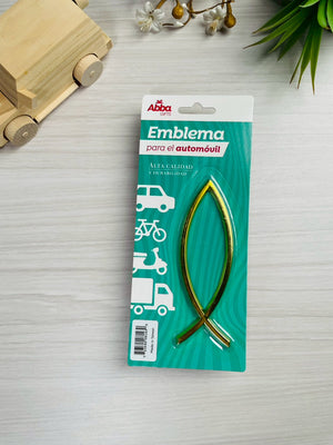 EMBLEMA PARA AUTO 13 CM ICHTUS. DORADO