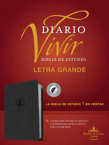 Image of Biblia RVR 1960 de Estudio del Diario Vivir Letra Grande Símil Piel Carbón Índice Letra Roja