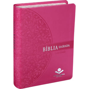 BIBLIA EM PORTUGUES RA045LG TAPA IMITACION CUERO ROSA OSCURO CANTO FLORALES