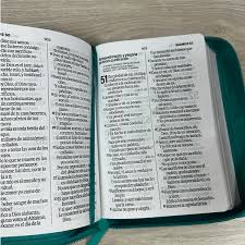 Biblia RVR 1960 Compacta Turquesa Floral Símil Piel con Cierre