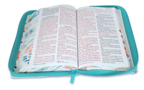 Image of Biblia RVR 1960 Letra Gigante 14 Puntos Manual Jardín Turquesa Símil Piel Cierre Índice