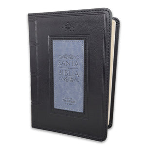 Biblia RVR 1960 Compacta Negro Gris Símil Piel