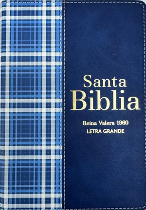 Biblia RVR 1960 Compacta Símil Piel Cuadros Azul Oscuro