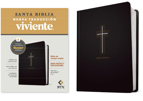 Image of BIBLIA NTV MARGEN AMPLIO CON FILAMENT TAPA DURA SIMIL PIEL CRUZ
