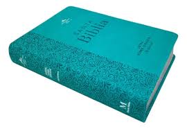 Image of BIBLIA RVR 1960 LETRA SUPER GIGANTE TURQUESA COLECCION EFESO CON INDICE FLORAL SIMIL PIEL