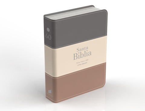 Image of Biblia RVR 1960 Compacta Letra Grande 11 puntos Símil Piel Gris Beige Marrón