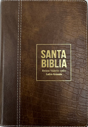 Biblia RVR 1960 Compacta Letra Grande 11 puntos Símil Piel Piel Marrón con Cierre y Índice