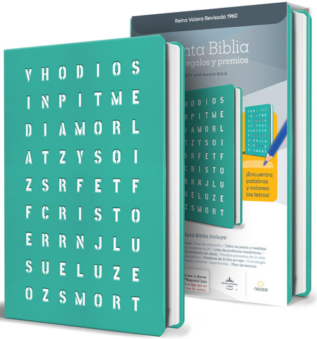 Image of BIBLIA RVR 1960 PARA REGALOS Y PREMIOS AGUAMARINA CON SOPA DE LETRAS