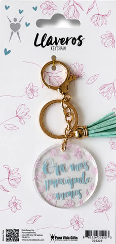 Image of LLAVERO ACRILICO CON TASSEL ORA MAS PREOCUPATE MENOS
