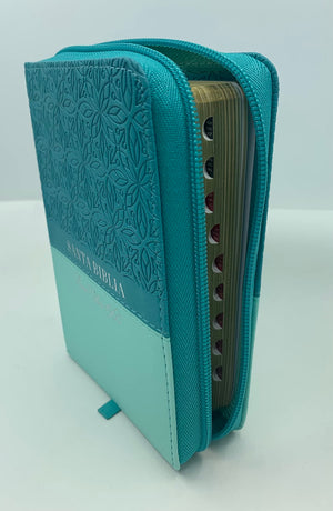 Biblia RVR 1960 Compacta Duotono Turquesa con Índice y Cierre