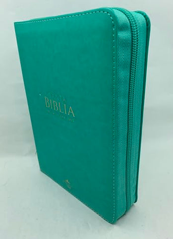 Image of Biblia RVR 1960 Compacta Letra Grande Turquesa Símil Piel con Cierre