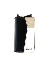 Biblia RVR 1960 Chequera Negro Beige Blanco Símil Piel con Índice y Cierre